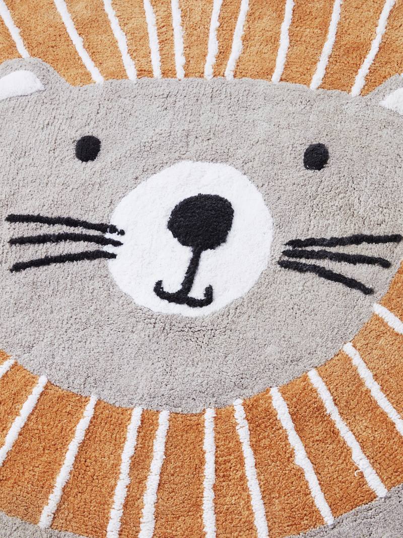 Rond wasbaar kindervloerkleed - Moos Flower Creme