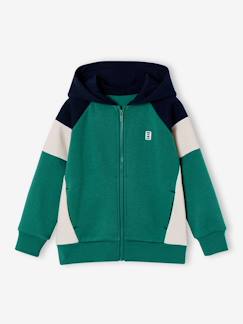 Jongens-Sport collectie-Sweater met rits jongen met capuchon coloblock