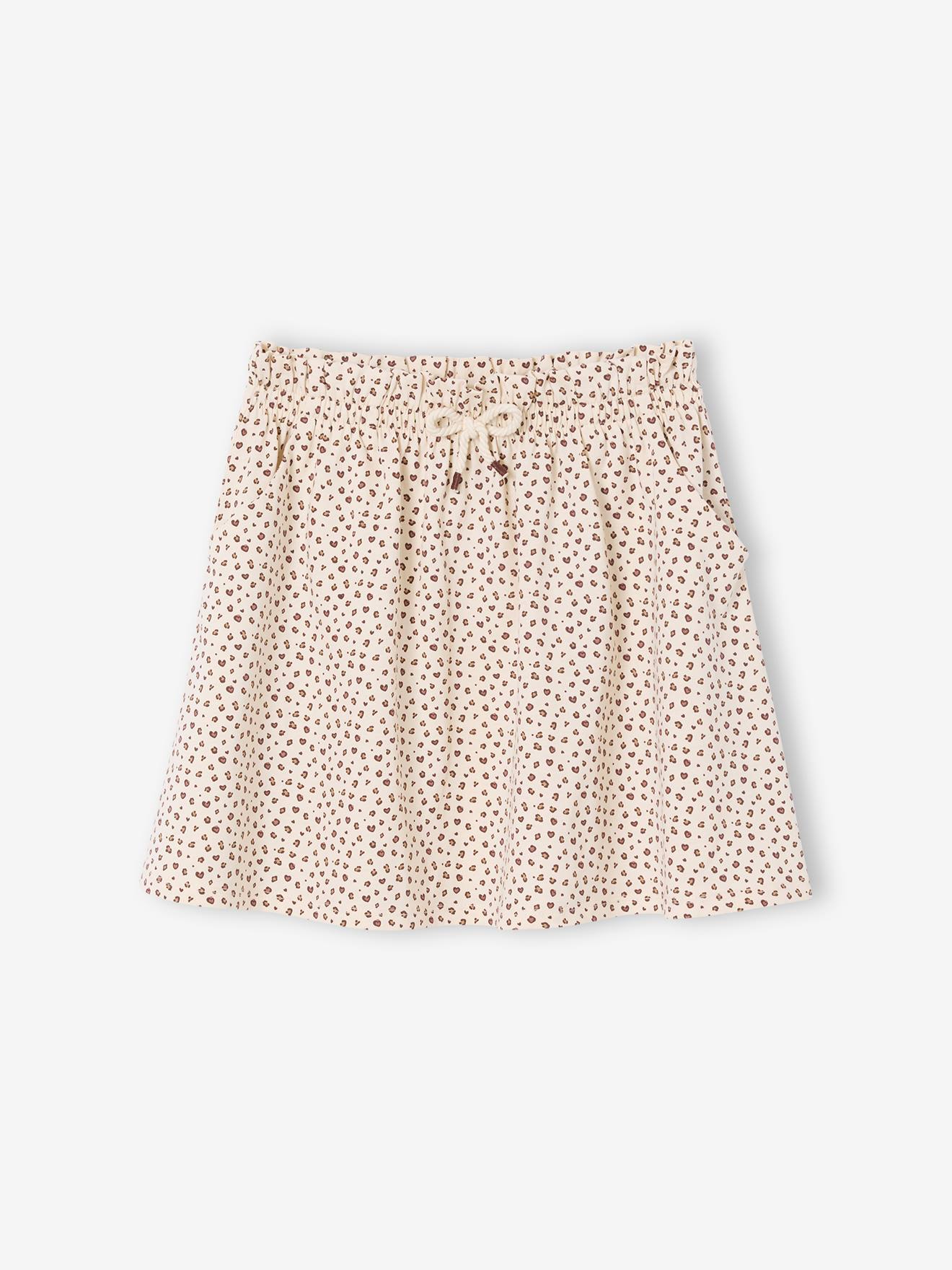 Meisjesrok met print beige