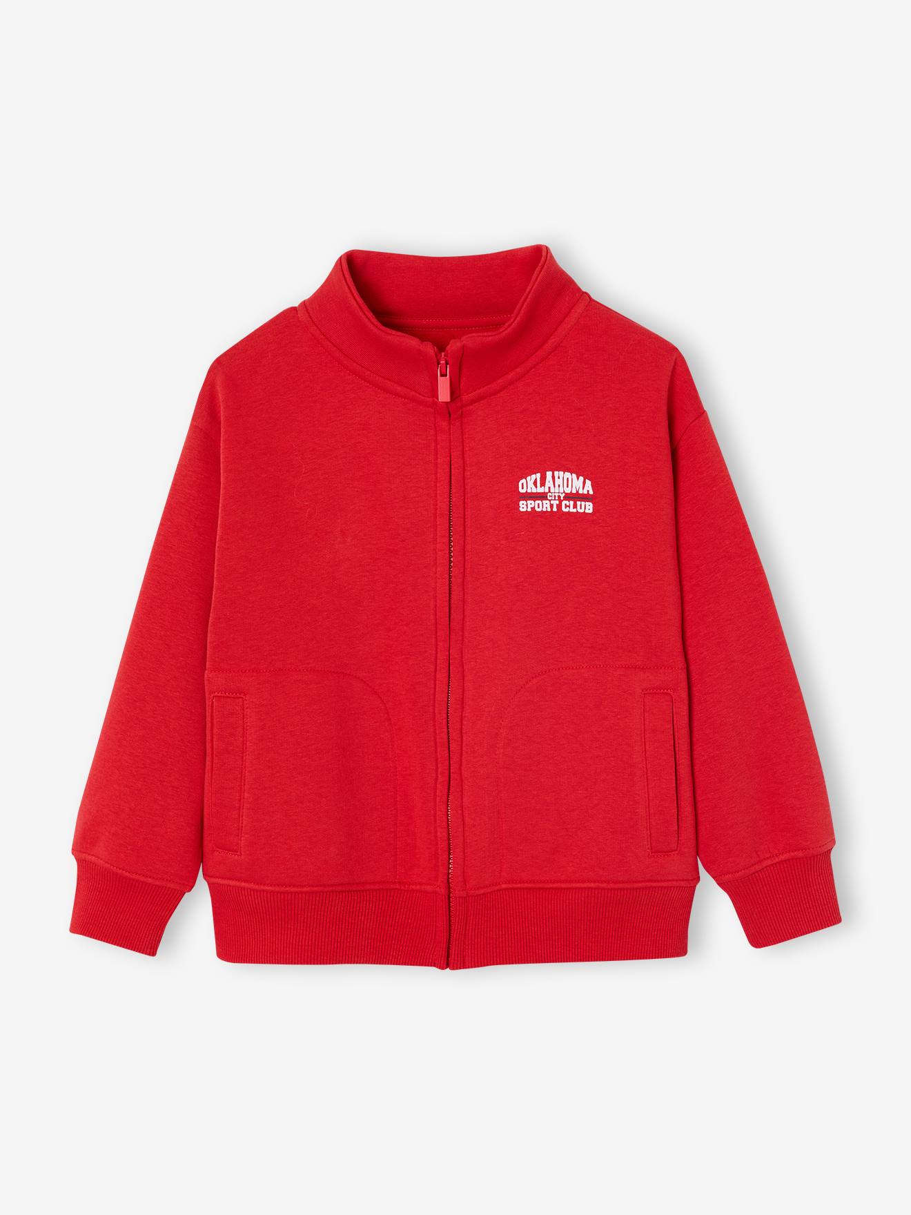 Sweater met rits voor jongens met een opstaande kraag rood