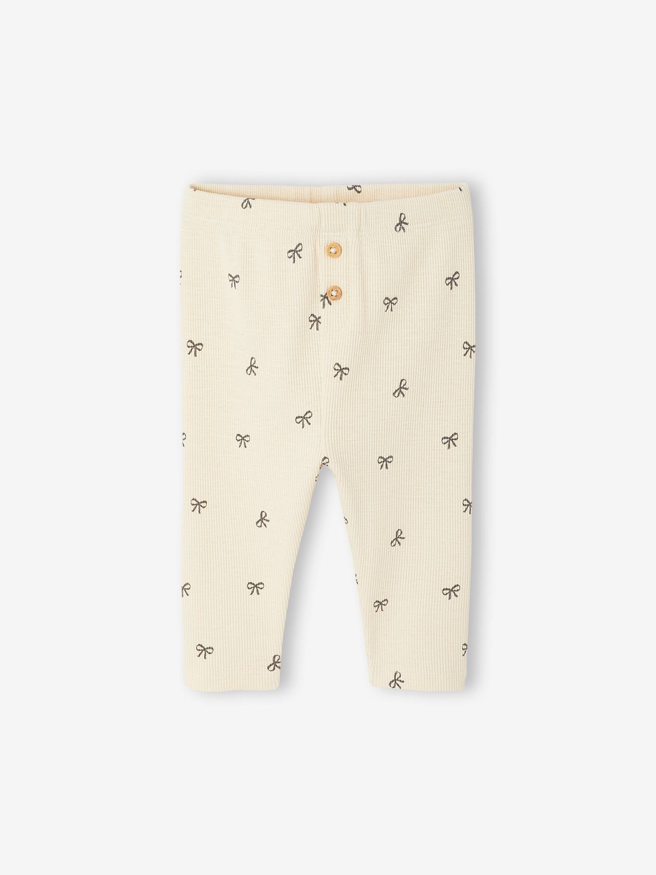 Effen geribbelde legging voor baby vanille
