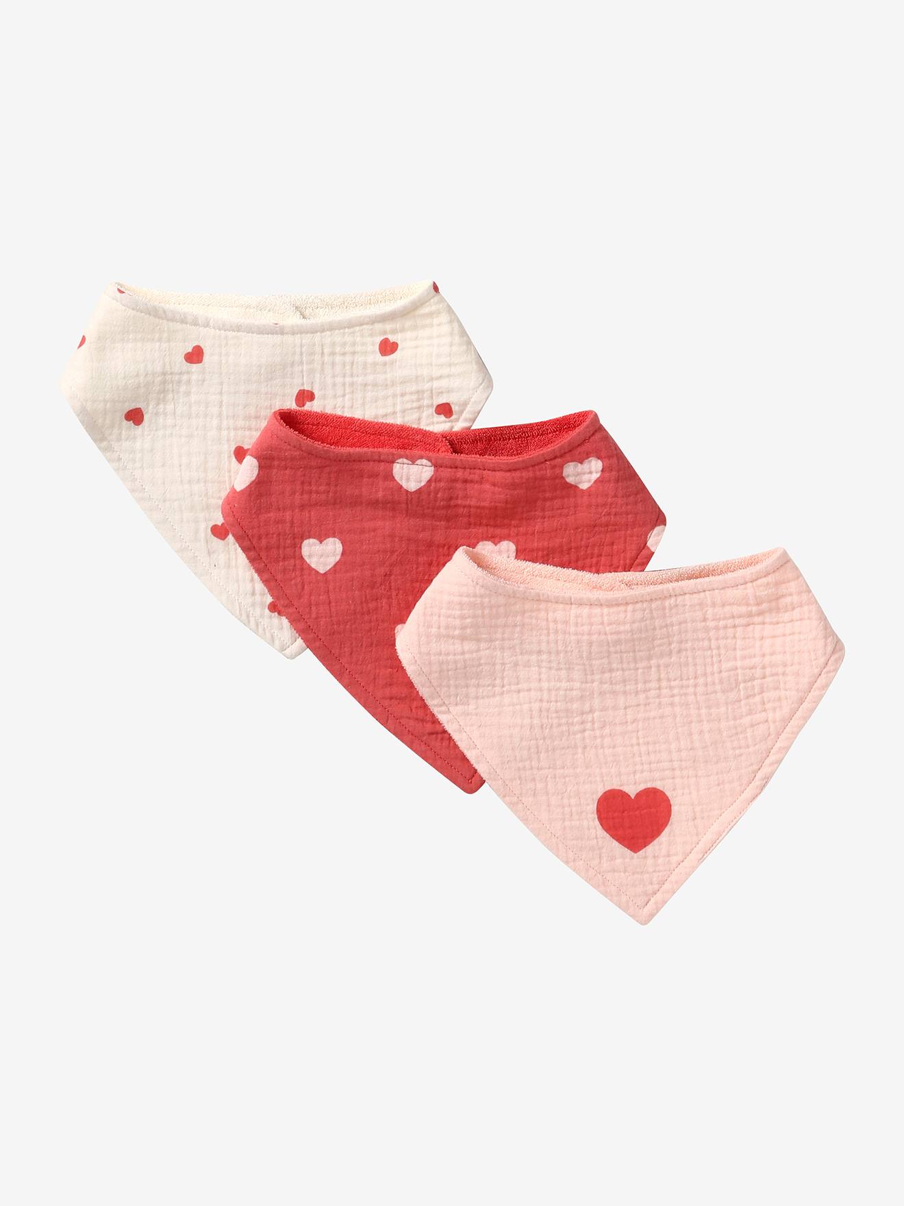 Set met 3 slabbetjes van katoengaas lichtroze