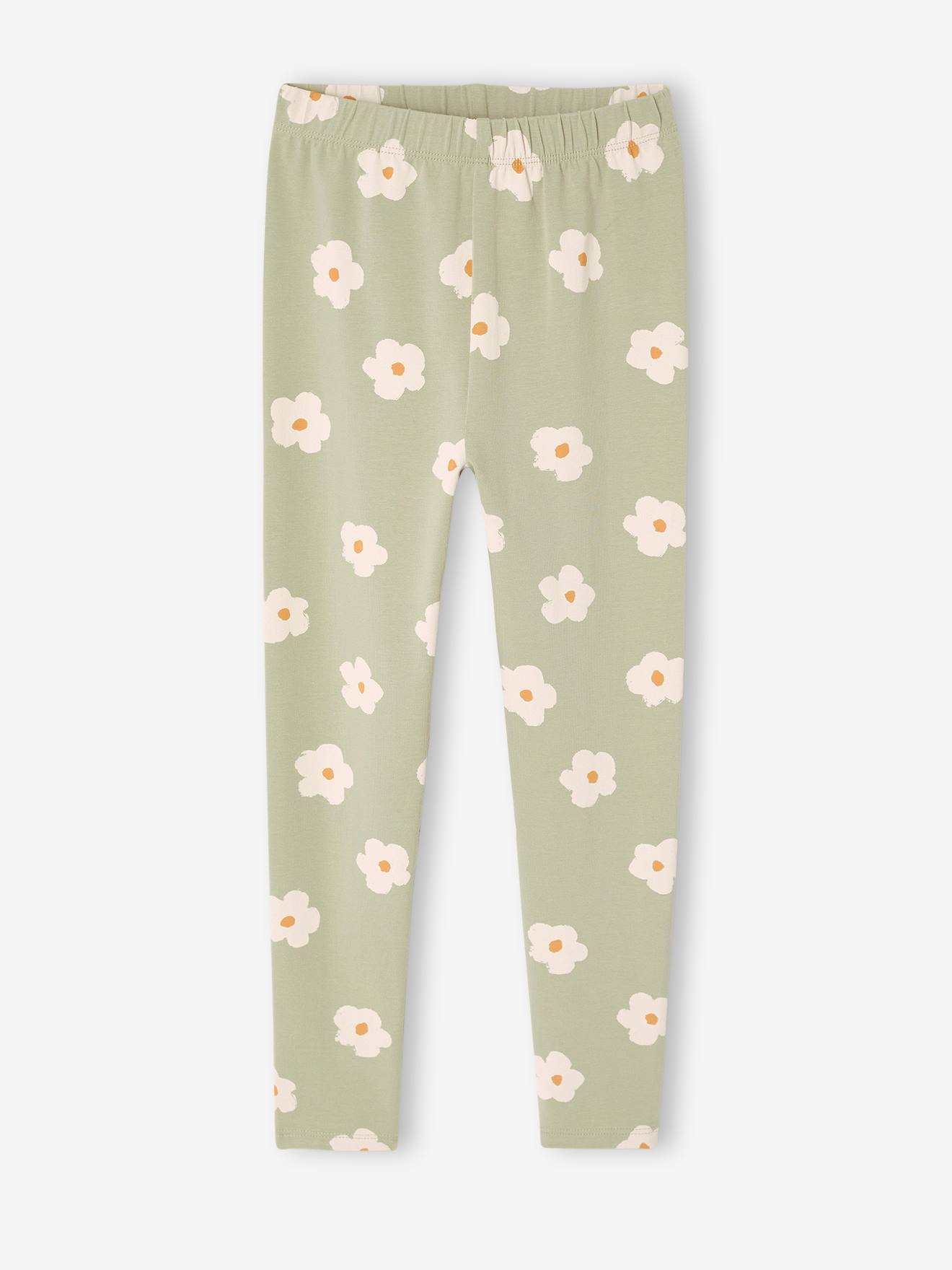 Bedrukte legging voor meisjes amandelgroen