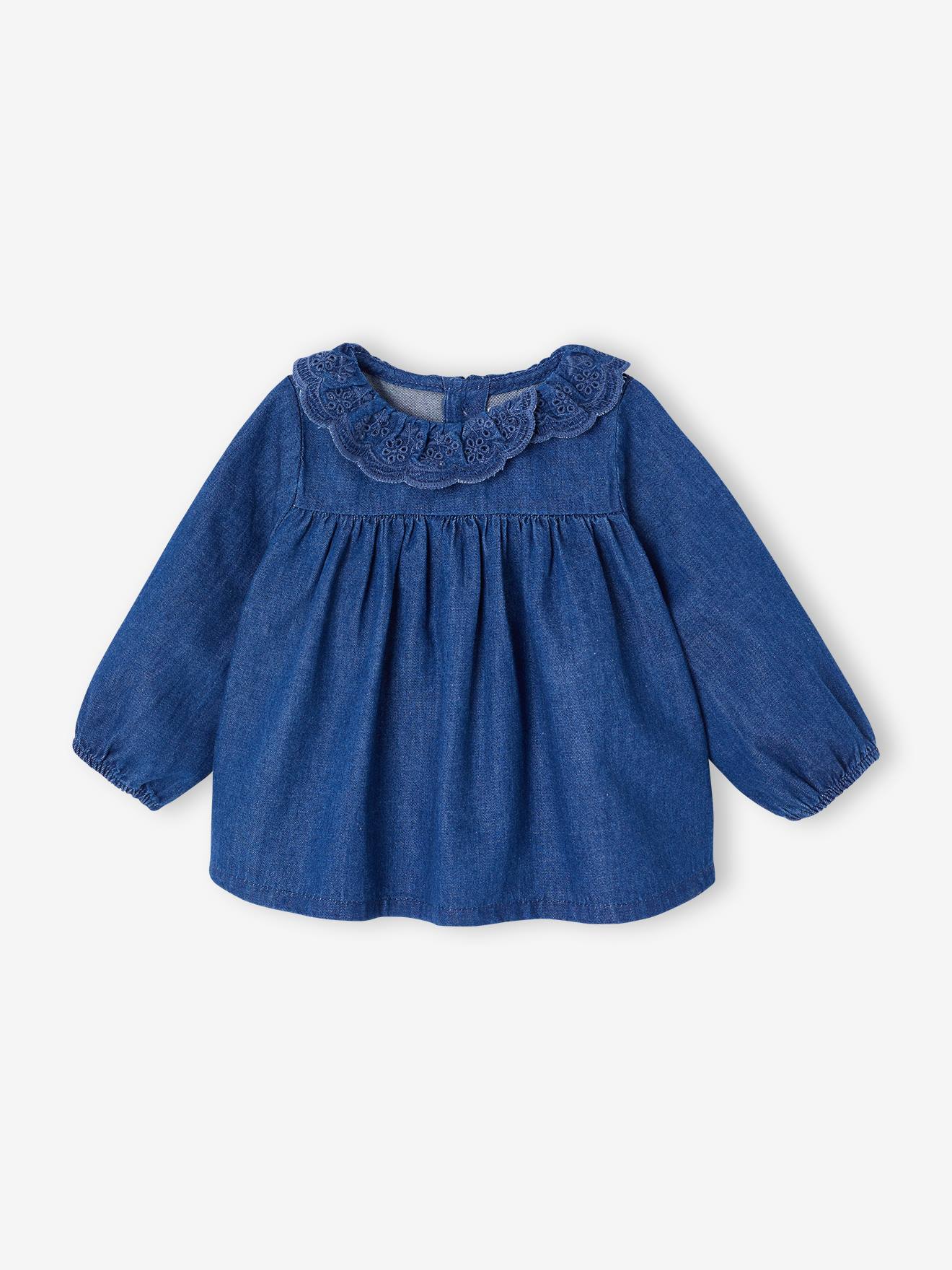 Blouse voor babymeisjes van denim stone