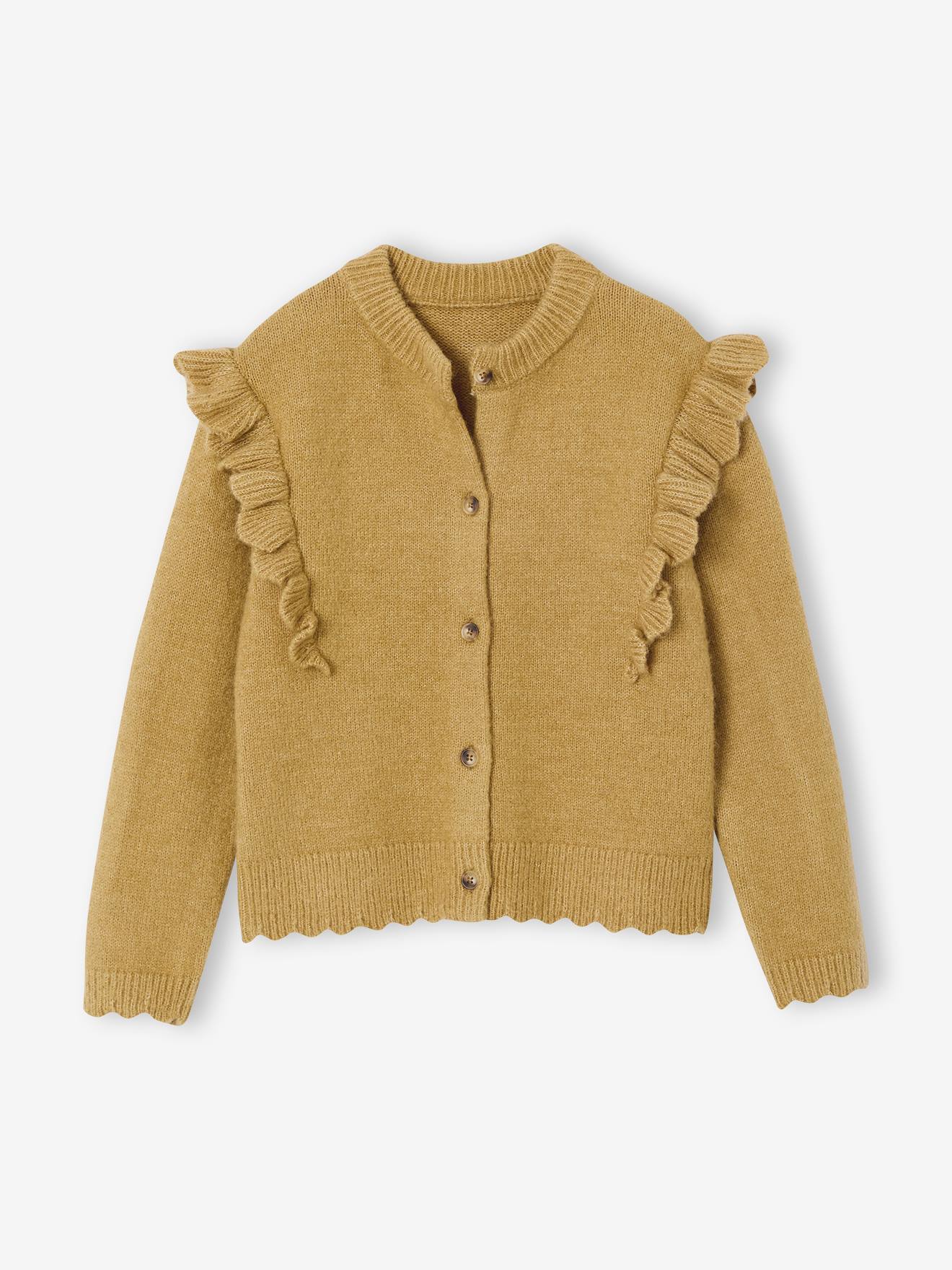 Meisjesvest met fantasie ruches brons