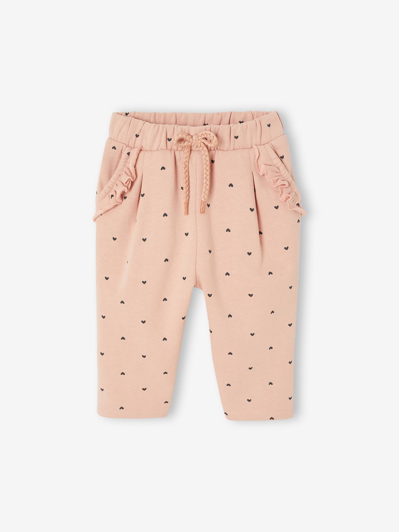 Fleece-pantalon voor meisjesbaby rozen