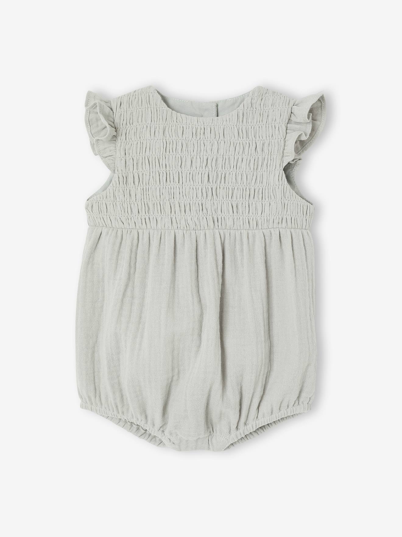 Babypakje voor meisjes van katoenen gaas saliegroen