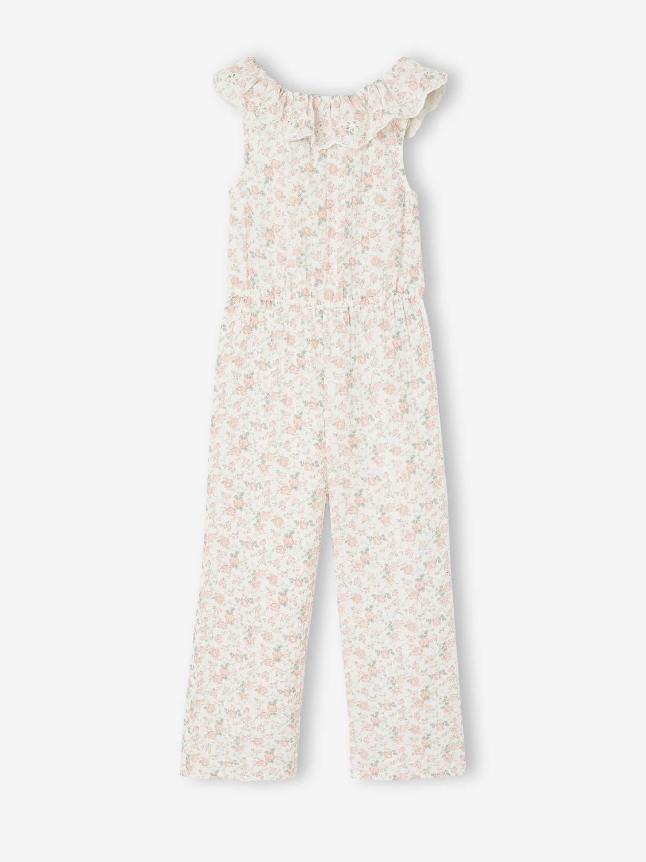 Gebloemd jumpsuit voor meisjes lichtroze