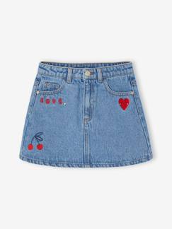 Jeans rok voor meisjes met borduursel  - vertbaudet enfant