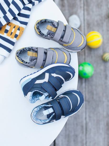 Klittenband sneakers babyjongen running stijl DONKERBLAUW+GRIJS - vertbaudet enfant 