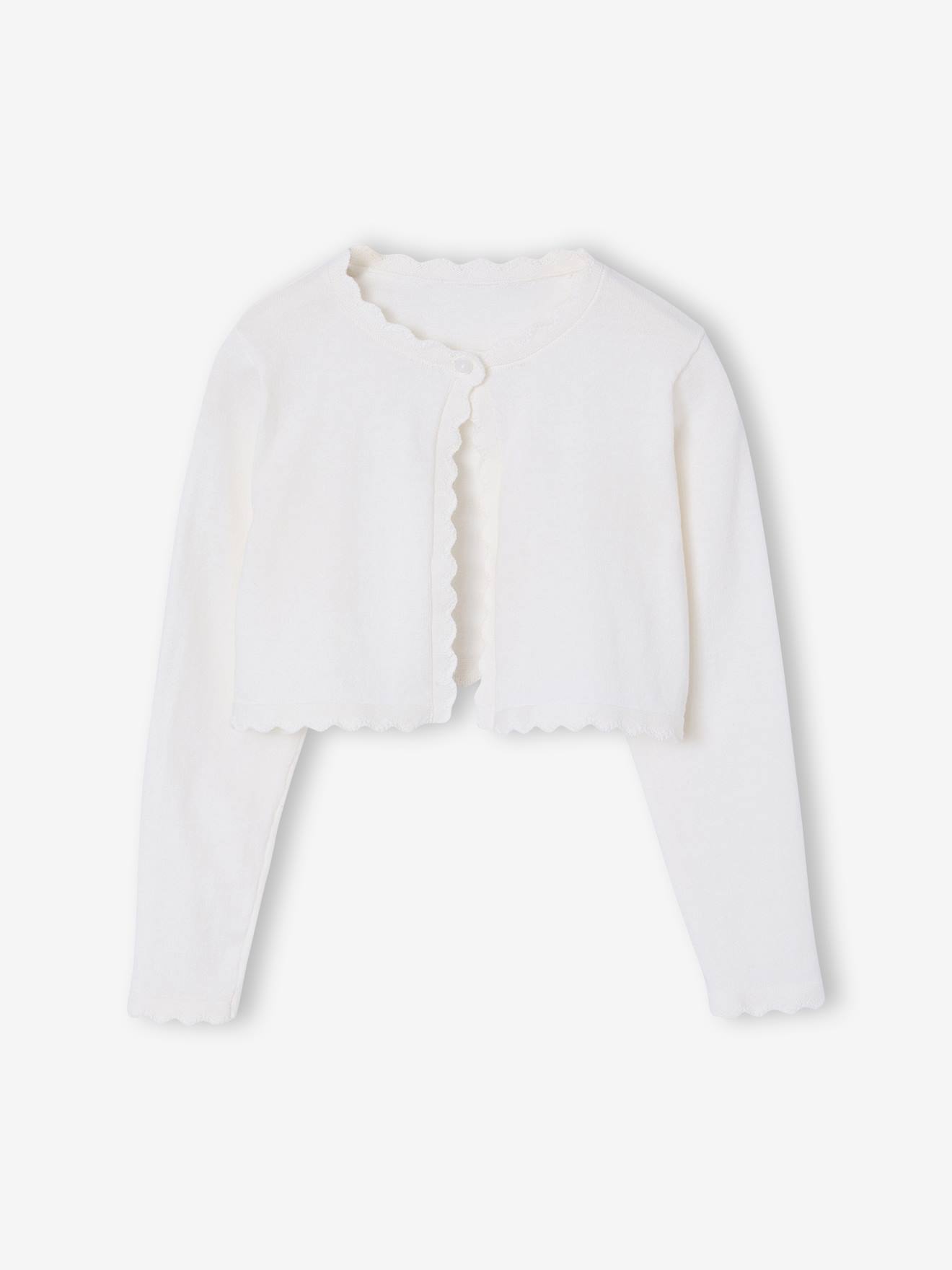 Bolero voor meisjes met een praktische opening wit