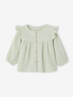 Baby-Babyblouse van katoengaas met ruches