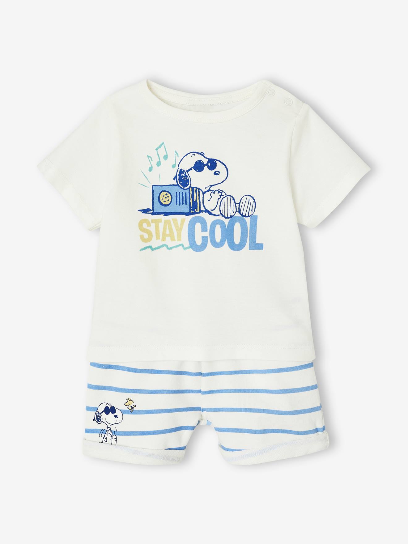 Babyset t-shirt en short blauw, gestreept