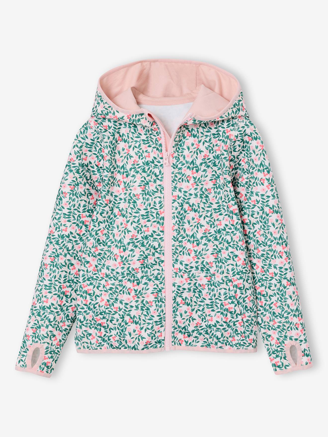 Sport sweater met rits voor meisjes ecru