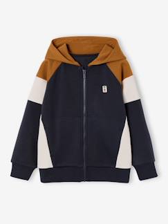 Jongens-Sweater met rits jongen met capuchon coloblock
