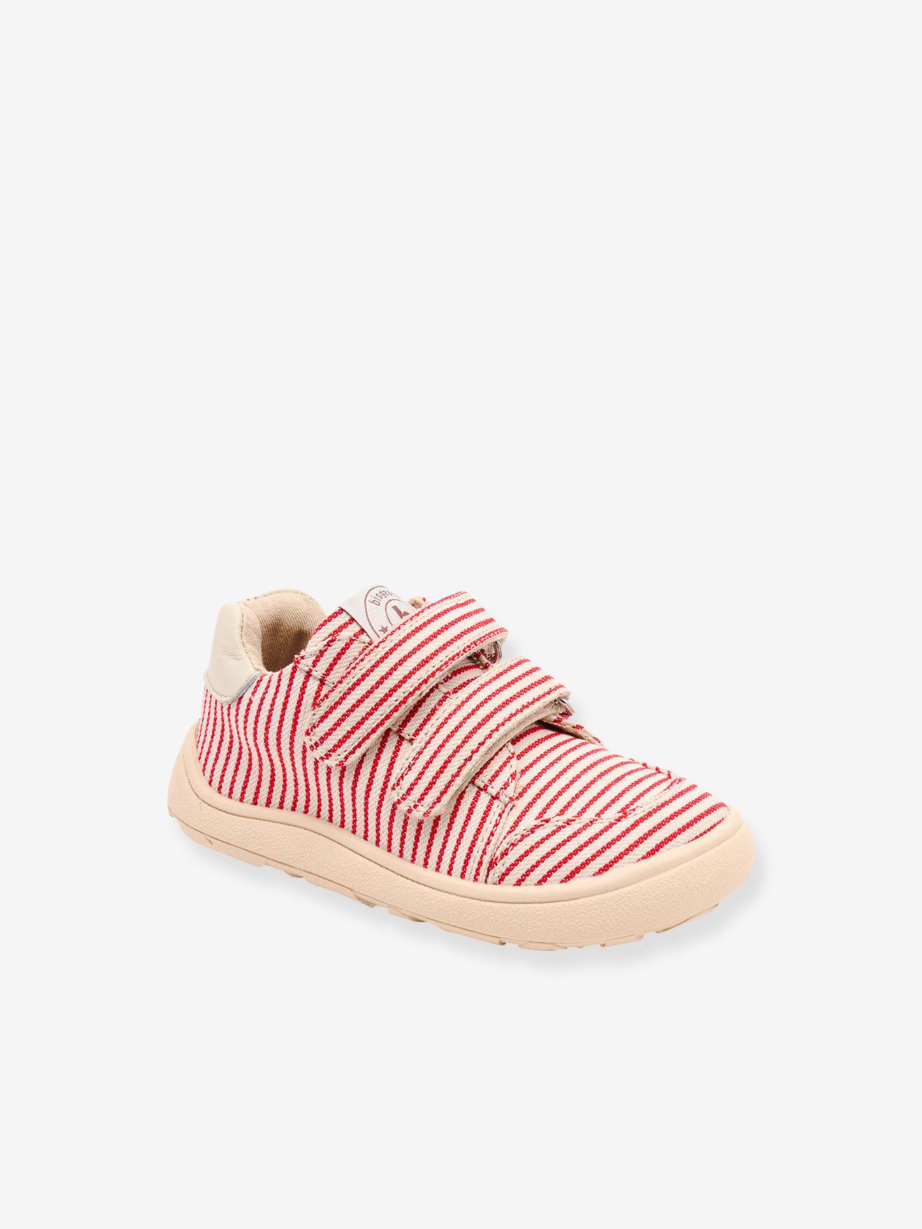 SKIPPER blotevoeten baskets met klittenbandsluiting voor kinderen BISGAARD rood, gestreept