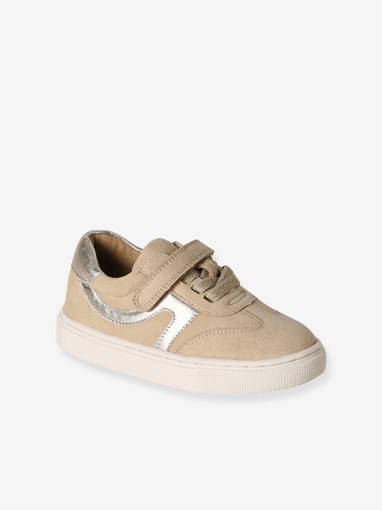 Elastische leren baskets voor kinderen bruin