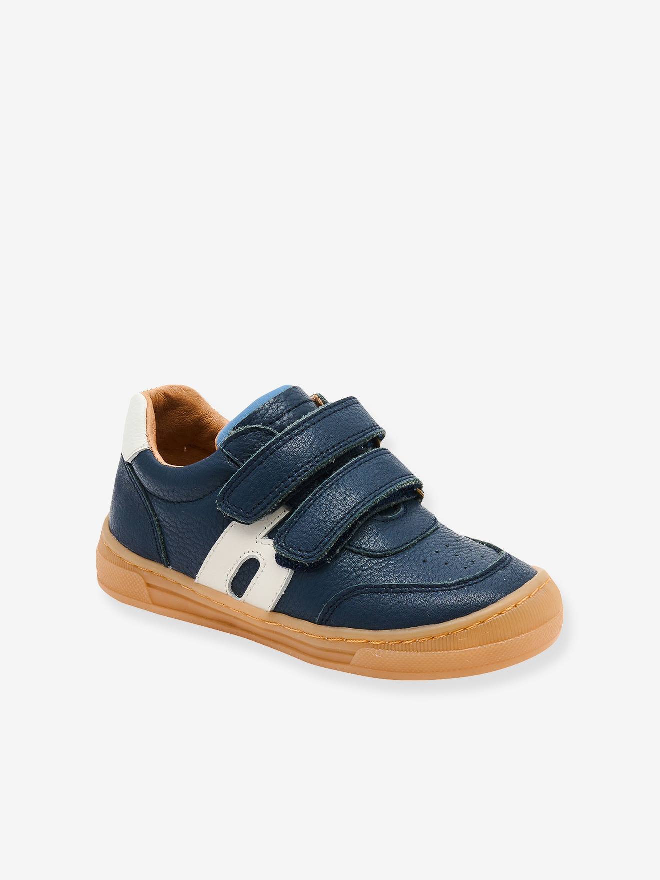 ROB leren baskets met klittenbandsluiting voor kinderen BISGAARD marineblauw