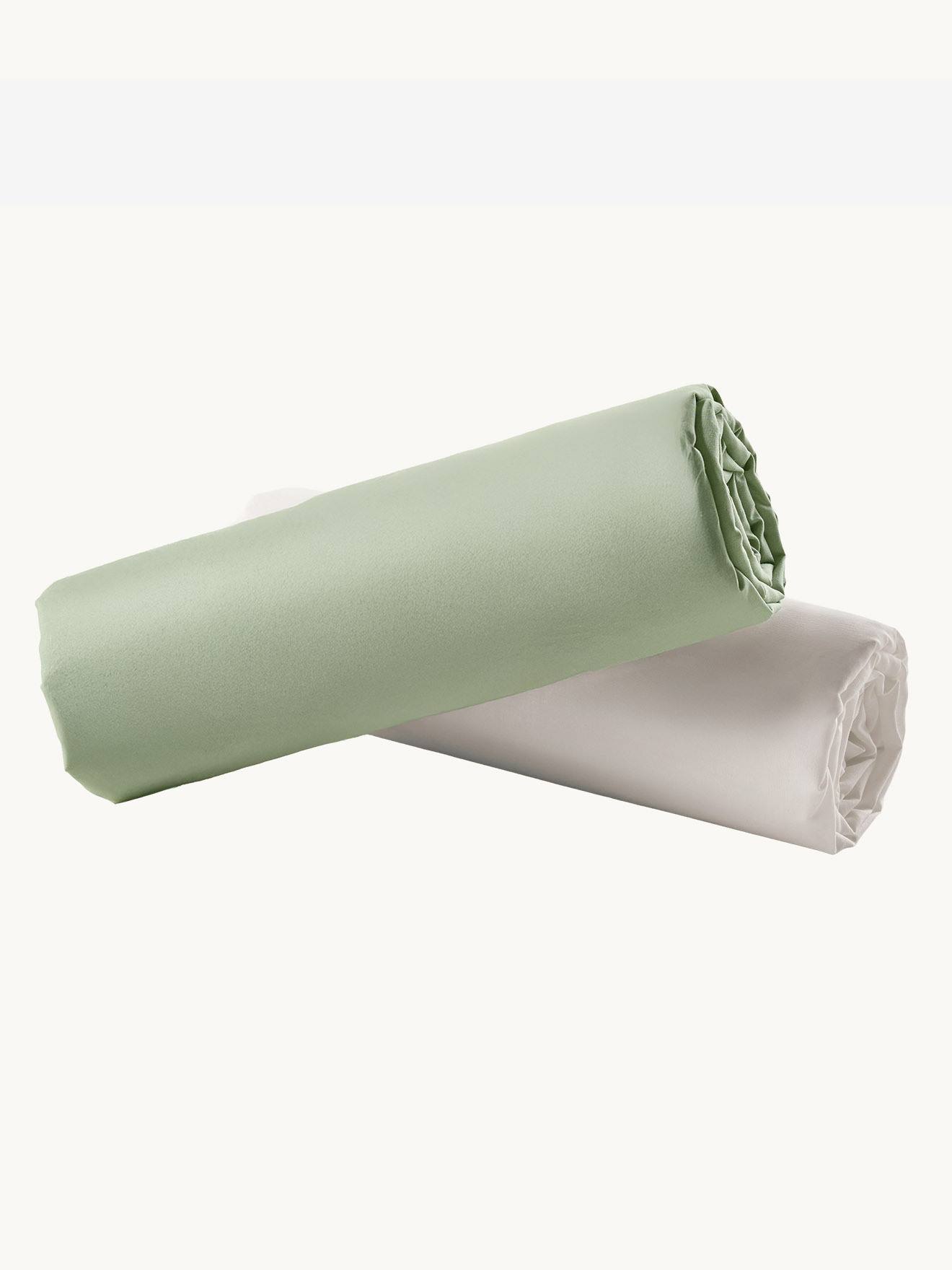 Set van 2 hoeslakens voor kinderen van gerecycled katoen saliegroen