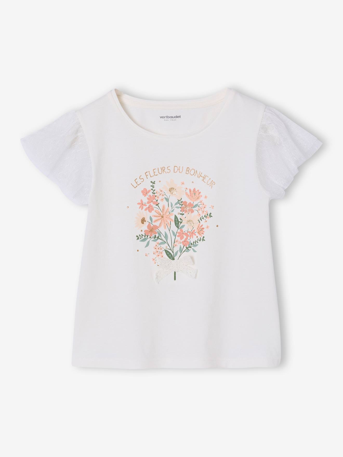 T-shirt met korte mouwen met bloemenprint wit