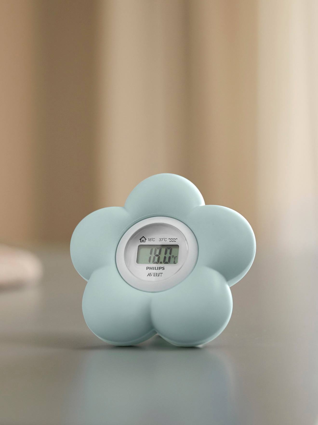 Digitale 2-in-1-thermometer Philips AVENT in de vorm van een bloem groen afbeelding