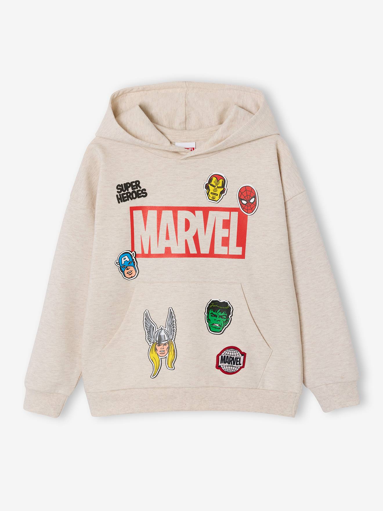 Sweater met capuchon jongen AVENGERS gemêleerd beige