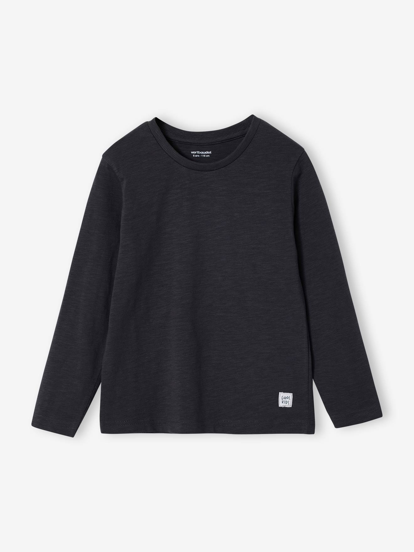 Personaliseerbare gekleurd T-shirt voor jongens met lange mouwen antraciet