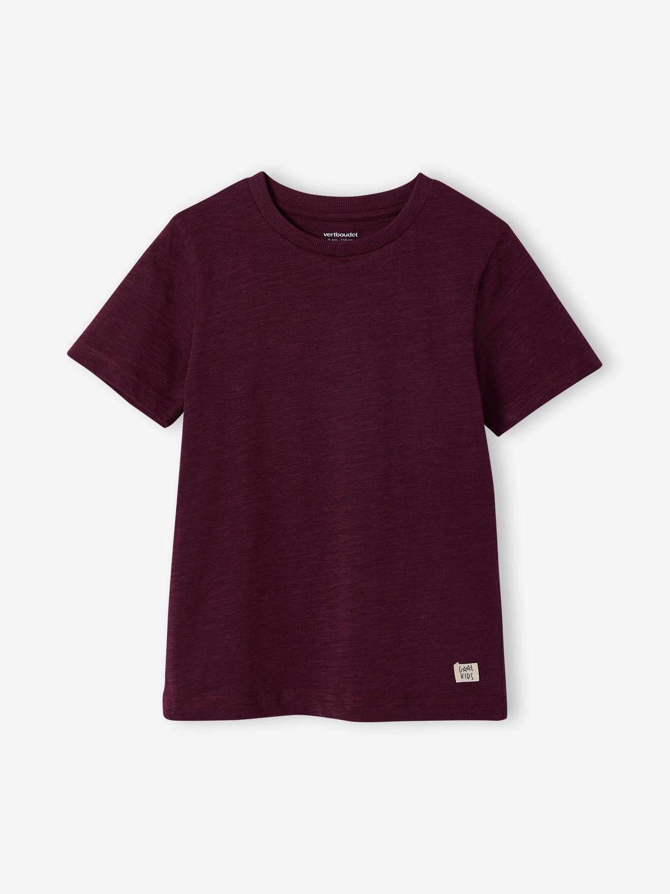 Personaliseerbare gekleurd jongensshirt met korte mouwen aubergine