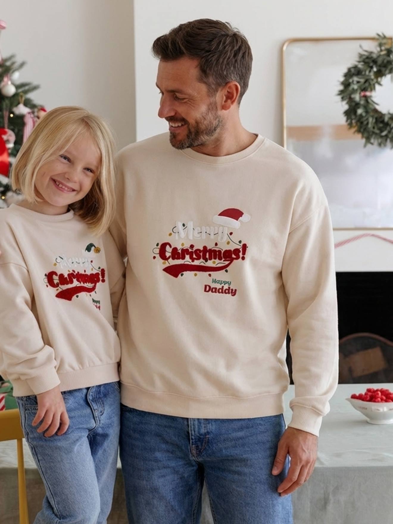 Kerst sweater voor heren, familie capsule vanille
