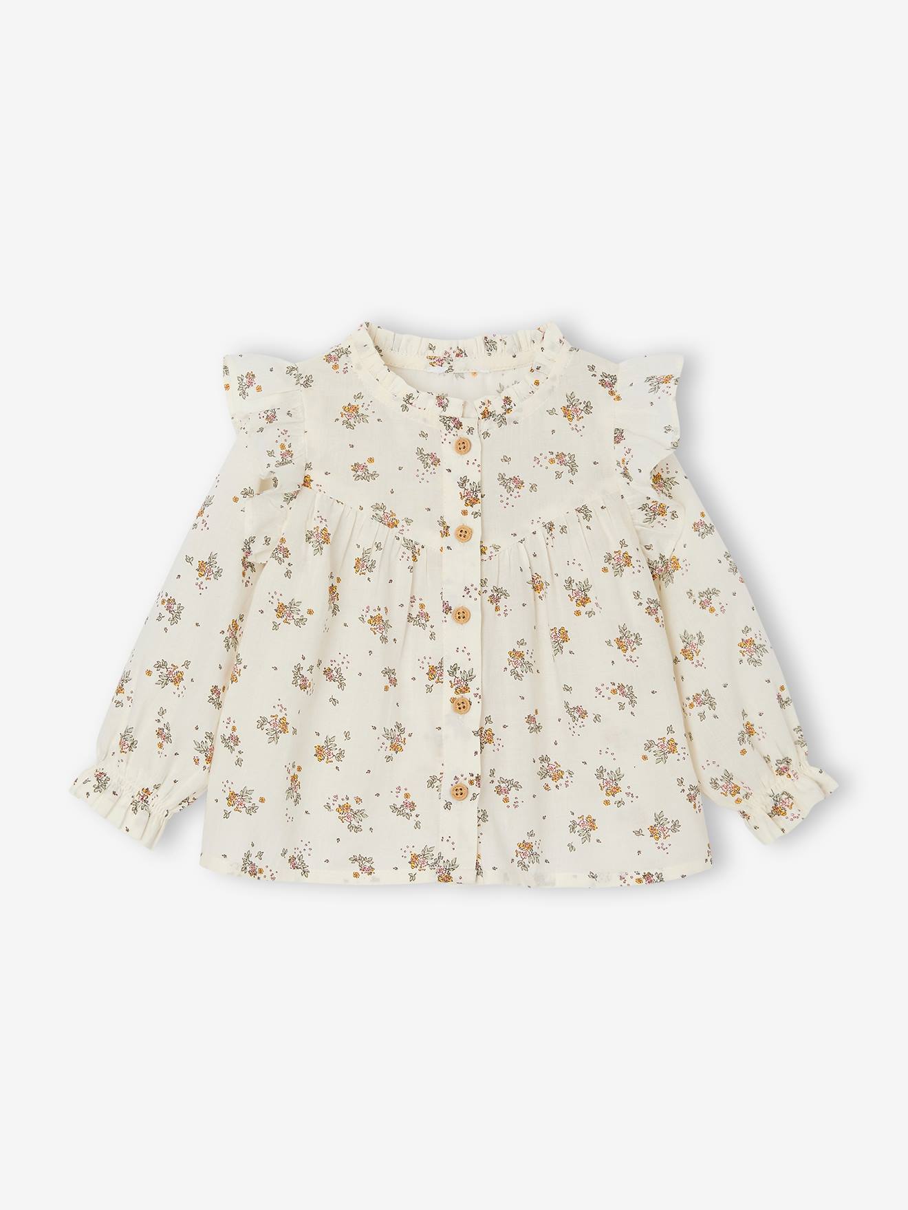 Babyblouse met ruches vanille