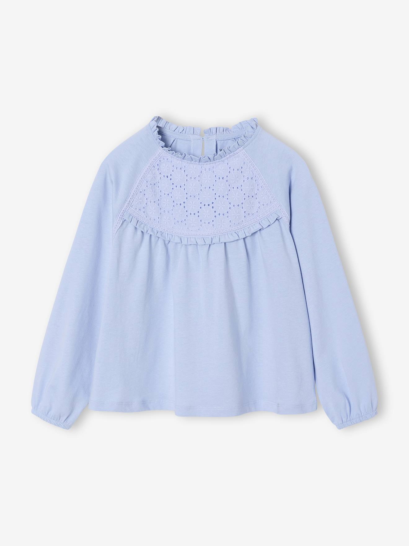 Shirt van Engels borduurwerk voor meisjes bleekblauw