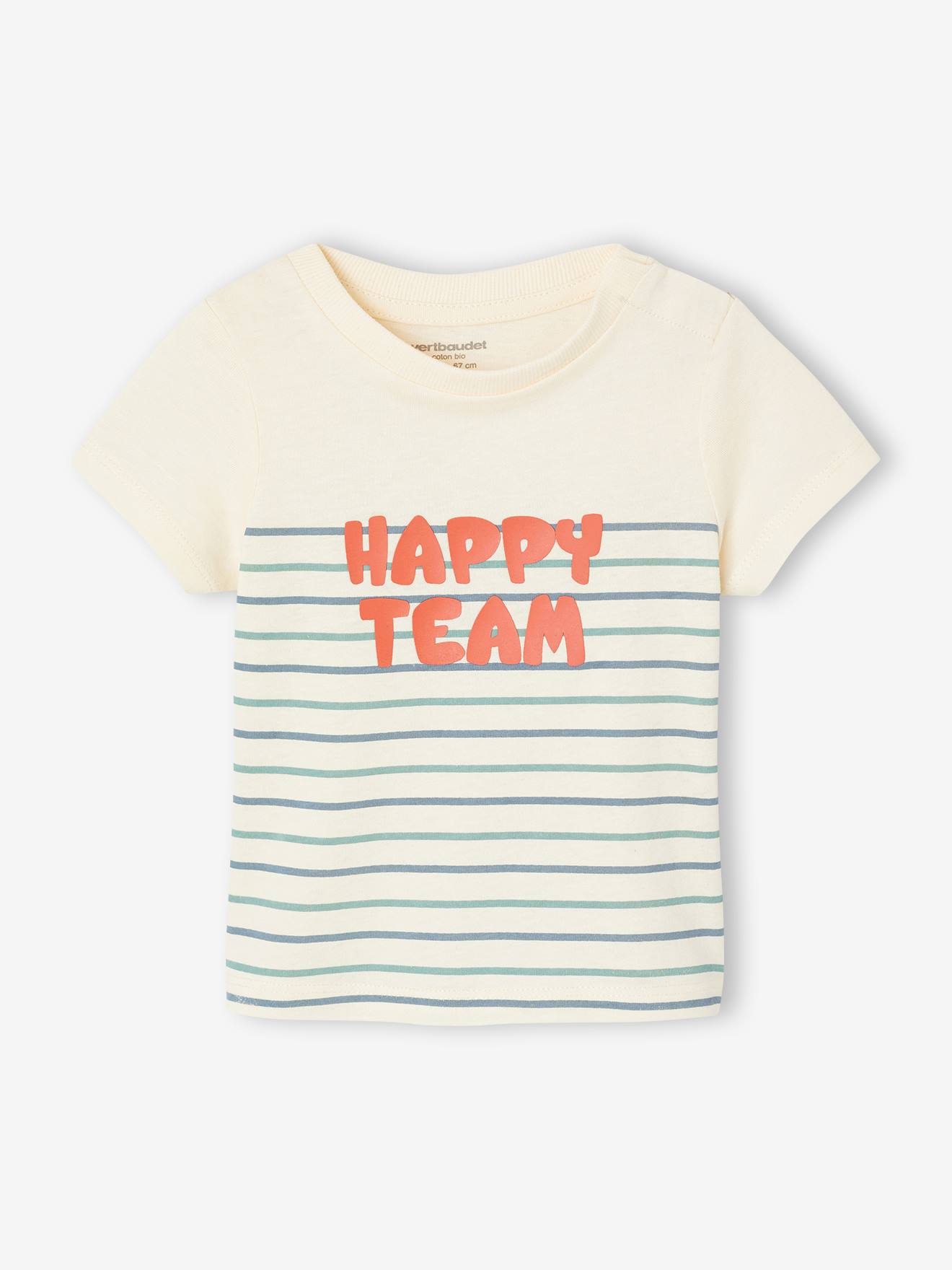 T-shirt baby jongen van biologisch katoen ecru