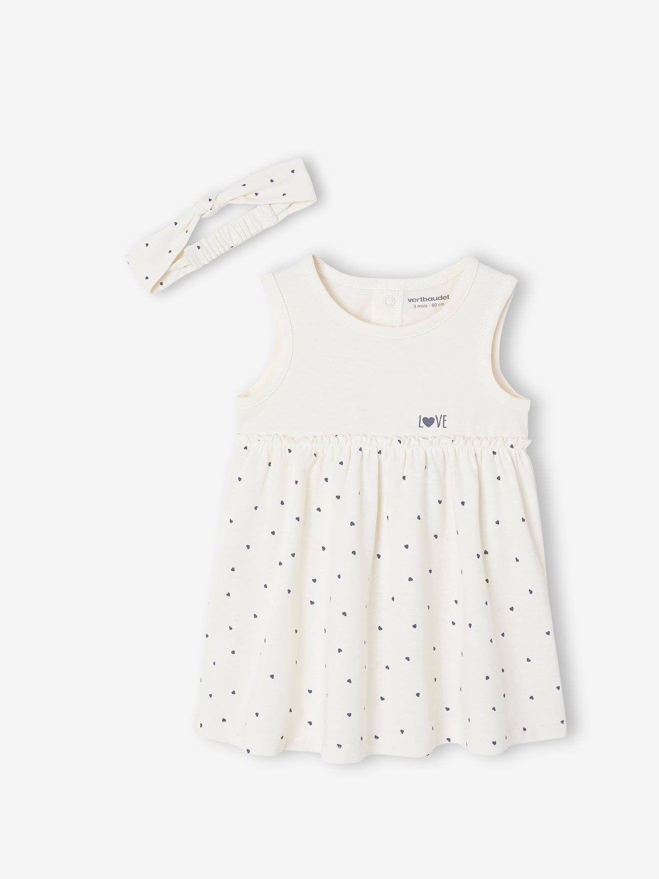 Vertbaudet Jurk met bijpassende haarband babymeisje Vertbaudet Jurk met bijpassende haarband babymeisje