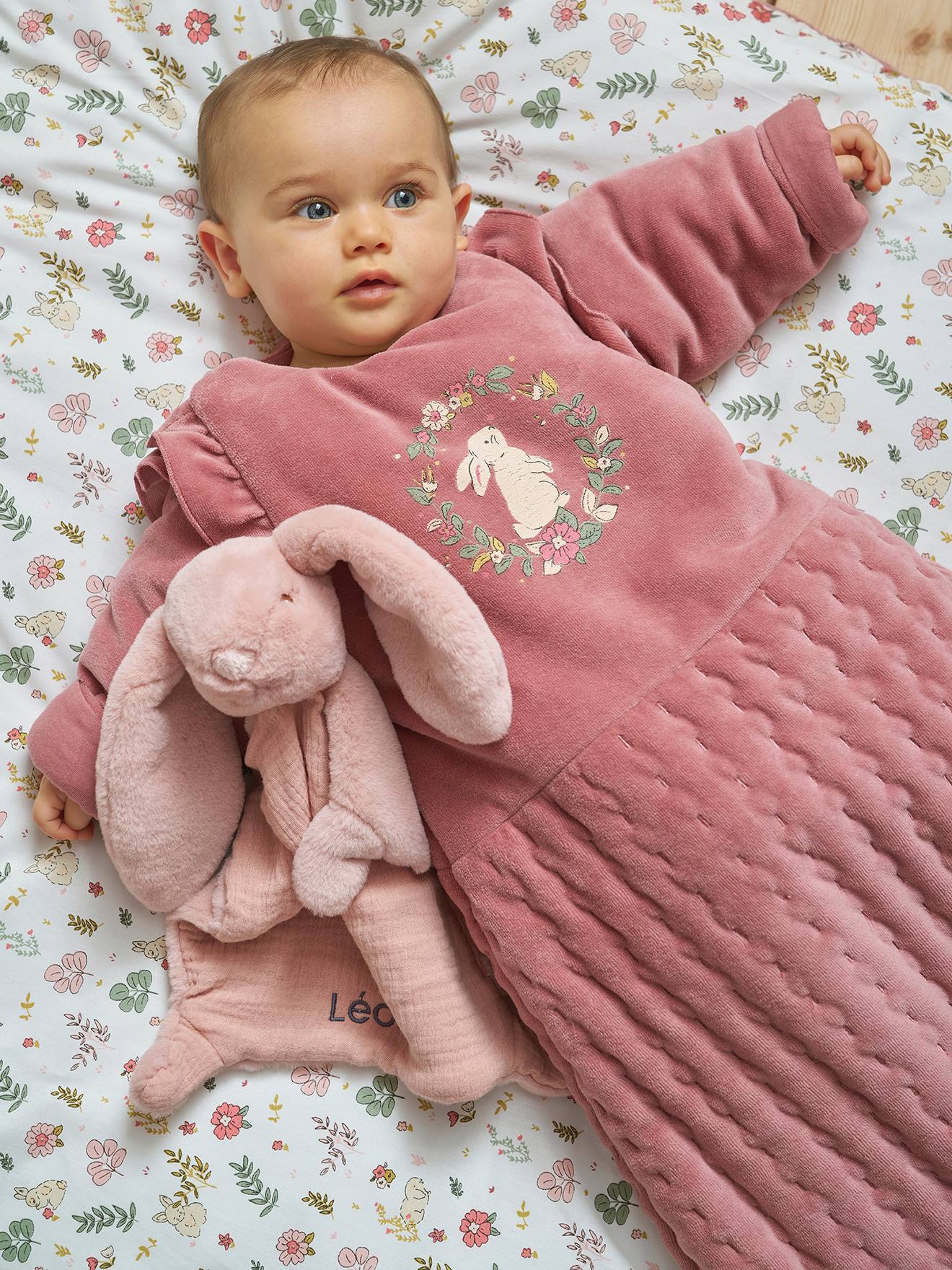 Trappelzak met lange, afneembare mouwen LAPIN ENCHANTÉ oudroze