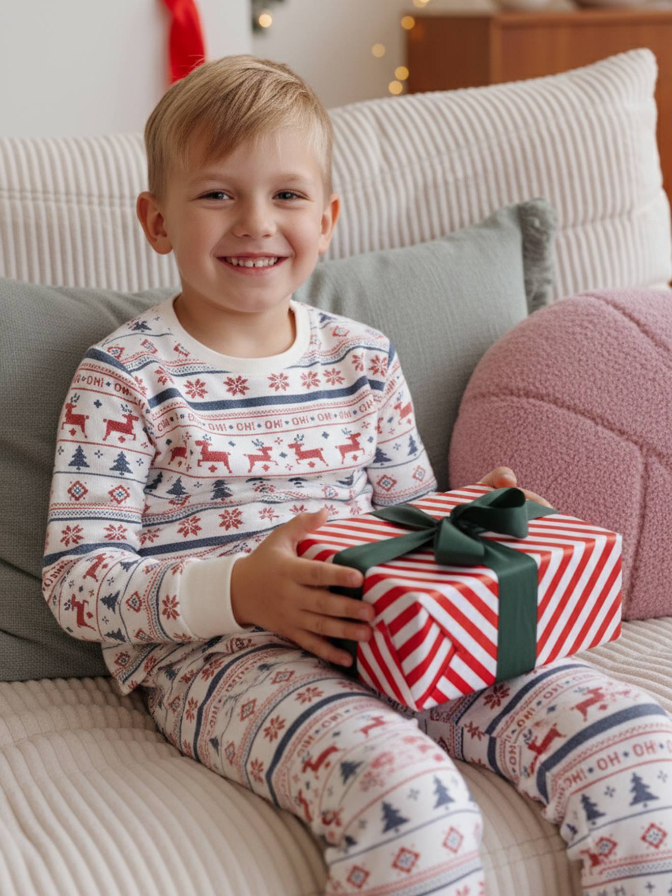 2-delige jongenspyjama Kerstmis familie capsulecollectie nachtblauw