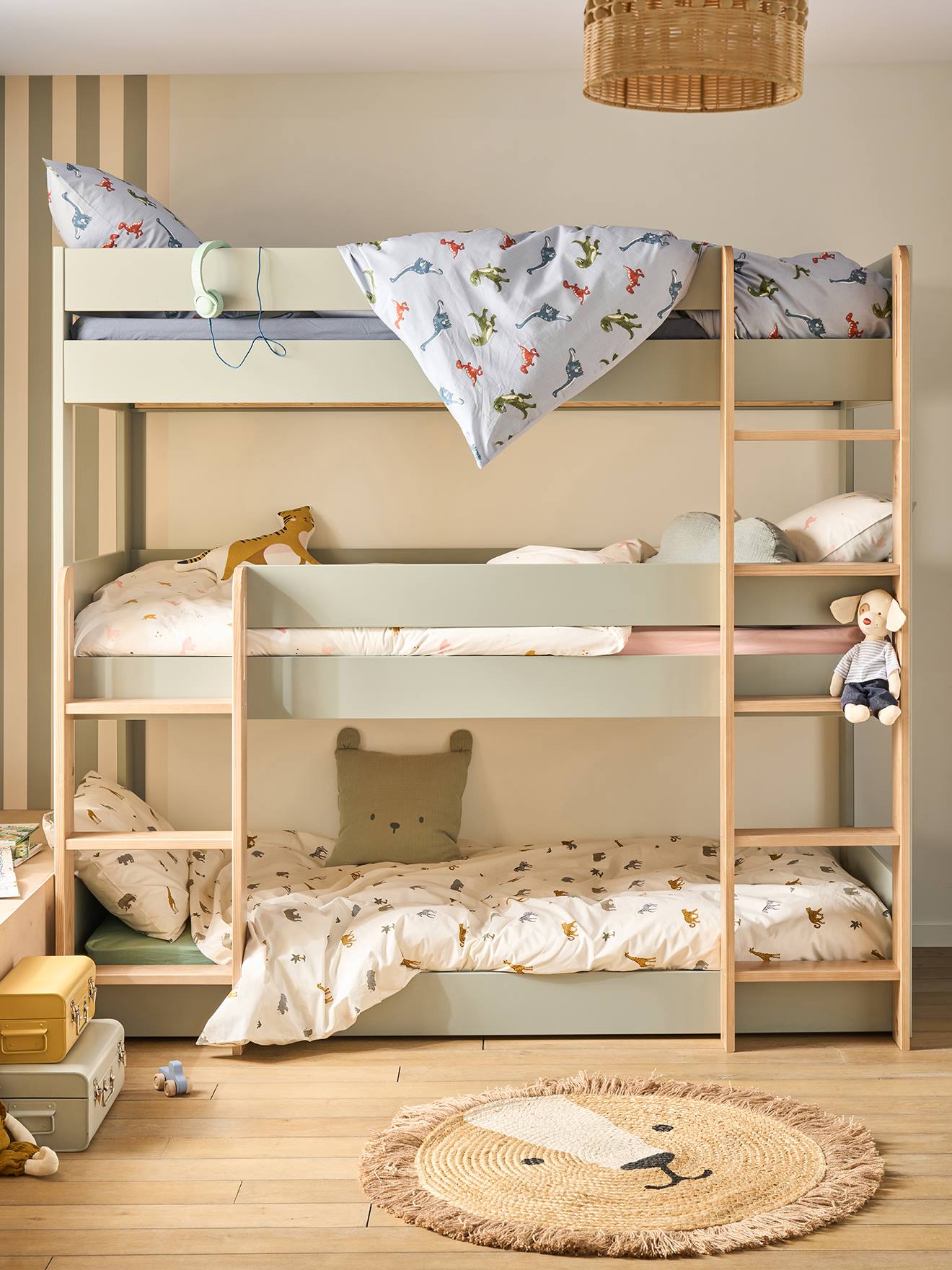 Complice driedubbele stapelbed 90x200cm blauwgroen