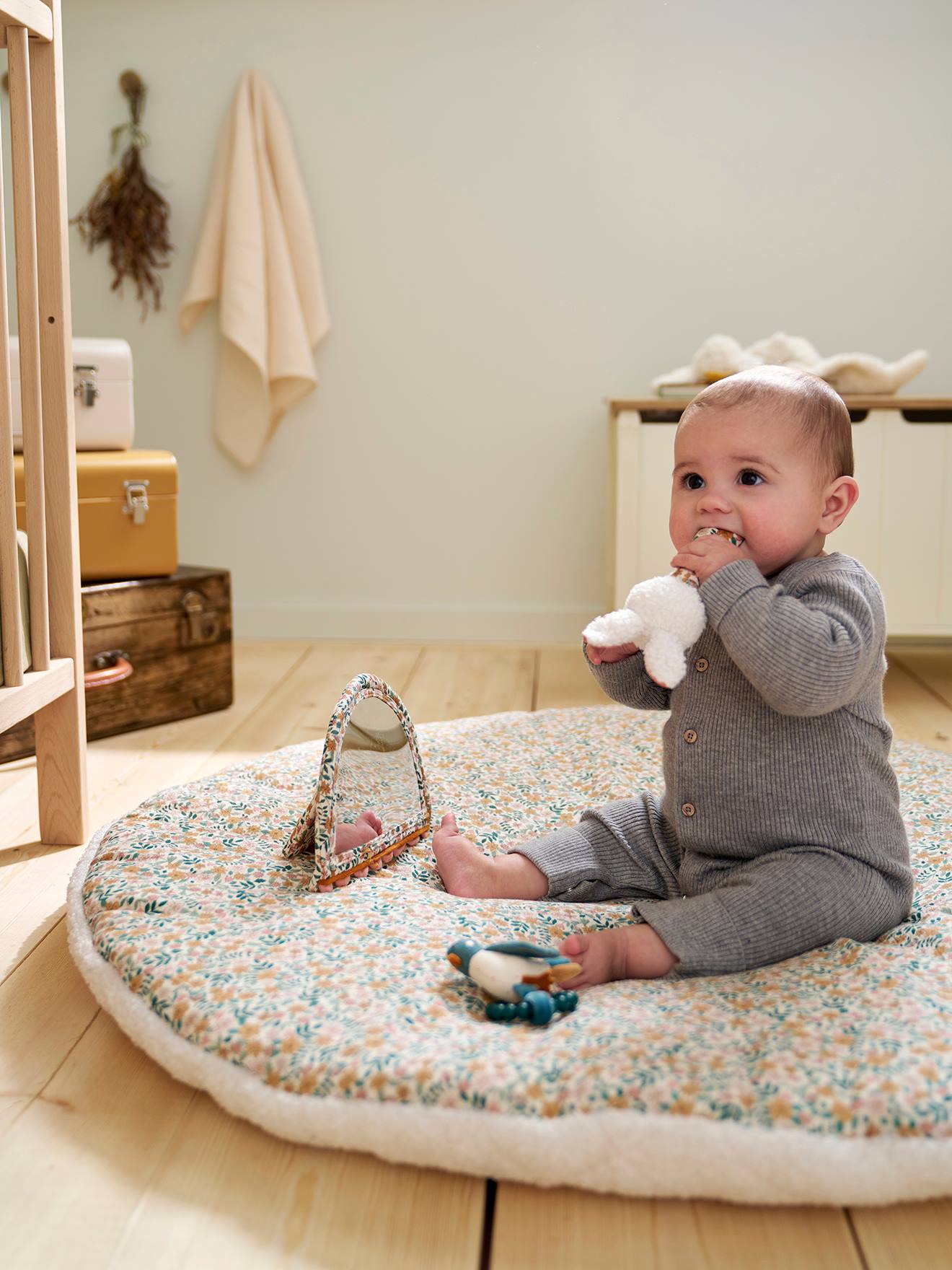 Omkeerbaar speelkleed RETRO FLOWER geel