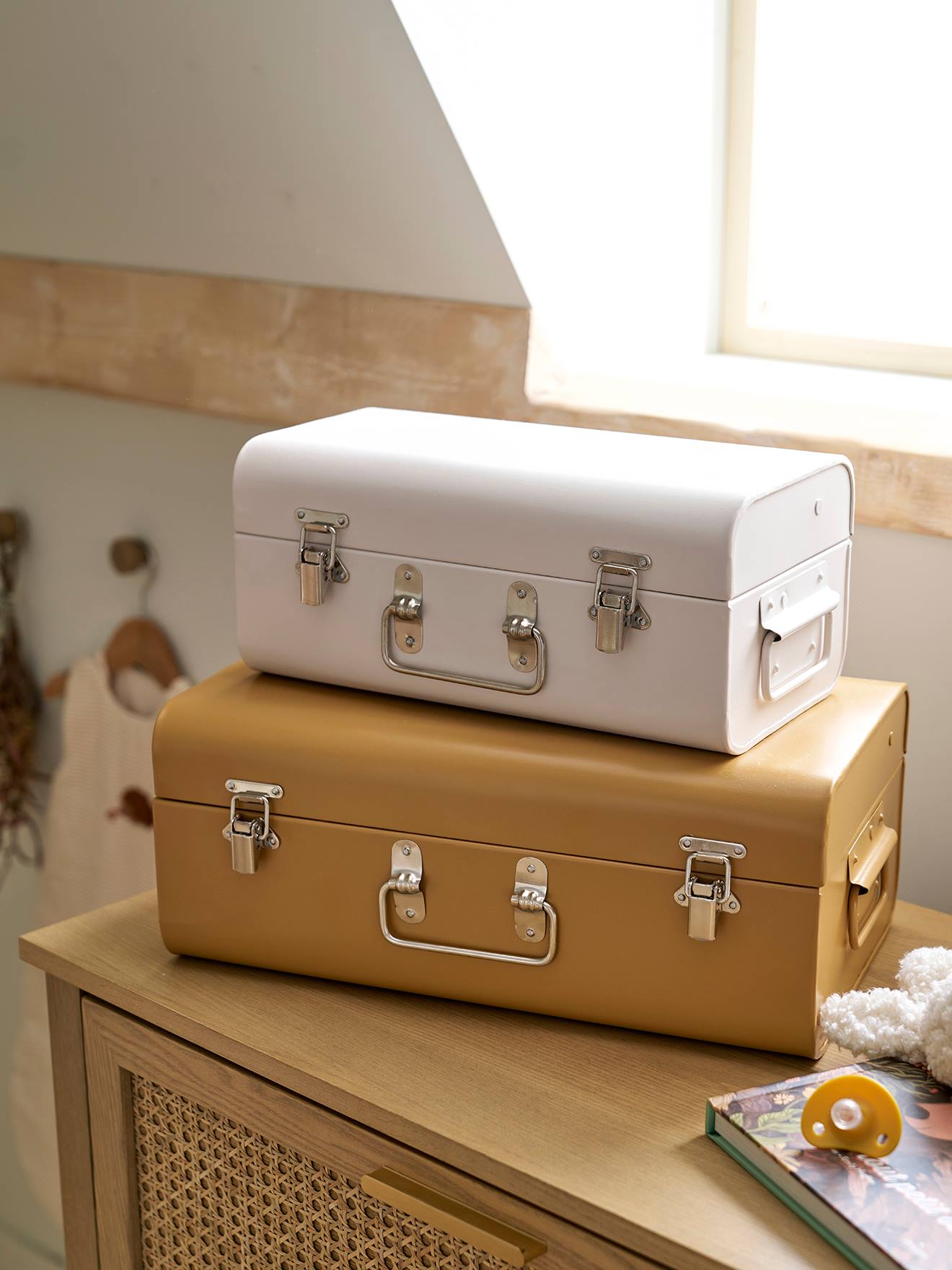 Set van 2 metalen koffers kaneel afbeelding 1