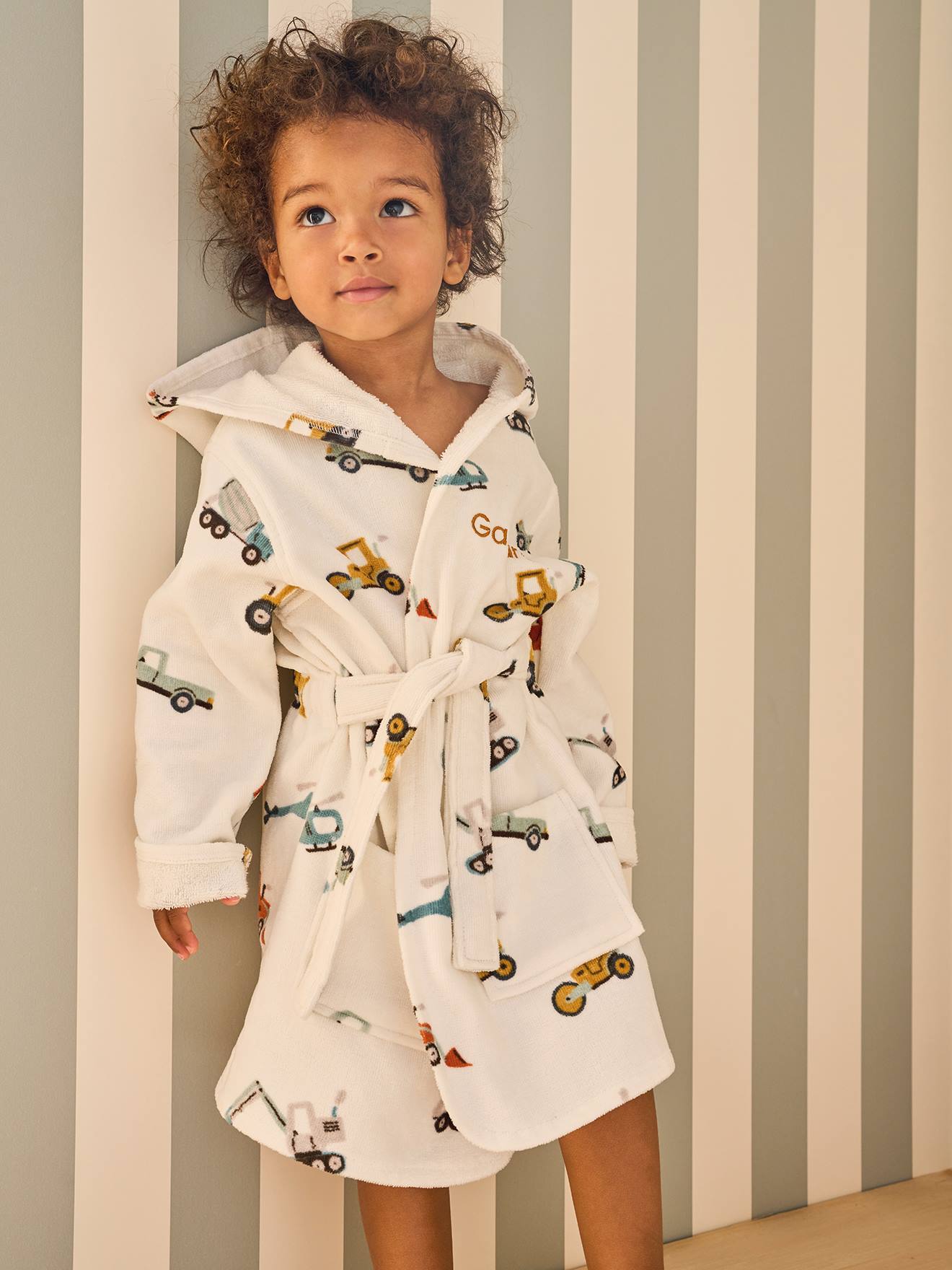 Badjas voor kinderen CHANTIER personaliseerbaar, met gerecycled katoen wit, bedrukt