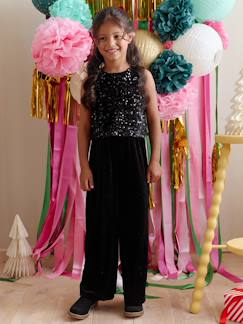 Fluwelen jumpsuit met pailletten voor meisjes  - vertbaudet enfant