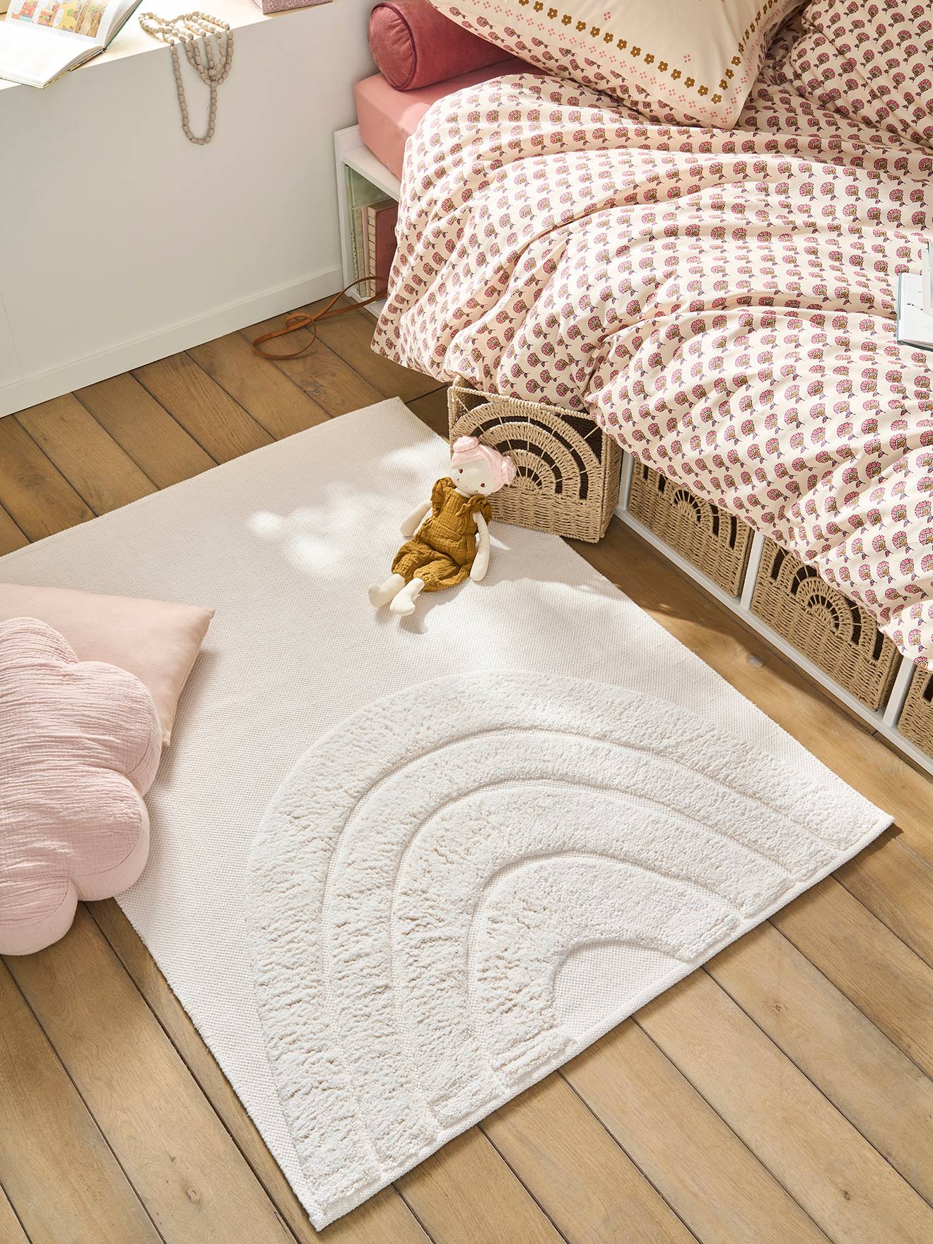 Rechthoekig reliëftapijt Regenboog ecru