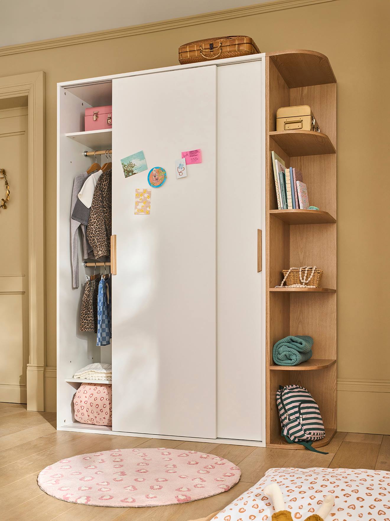 Kast met 2 schuifdeuren + bibliotheek JAPI wit