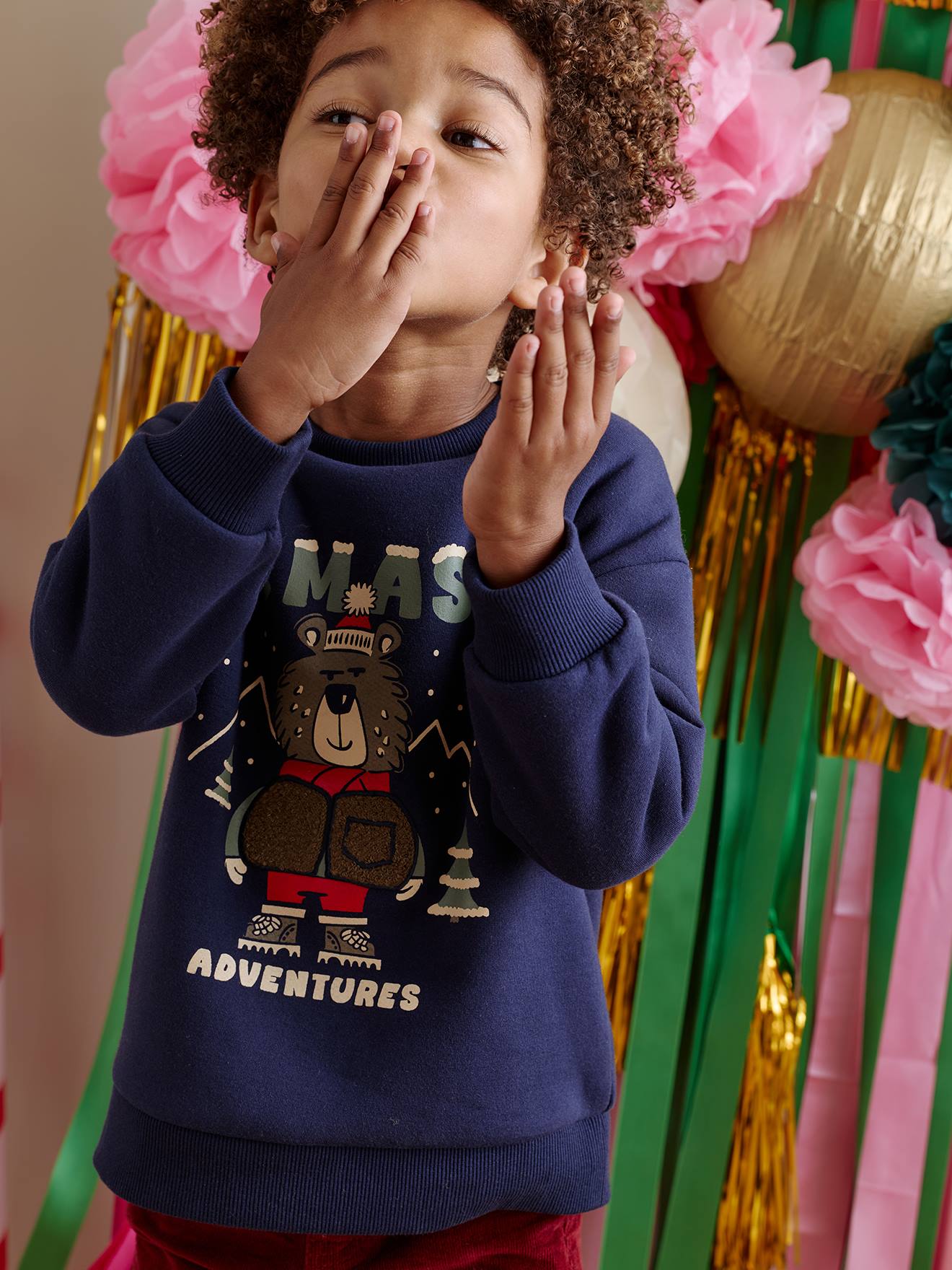 Sweater met kersenprint voor jongens marineblauw