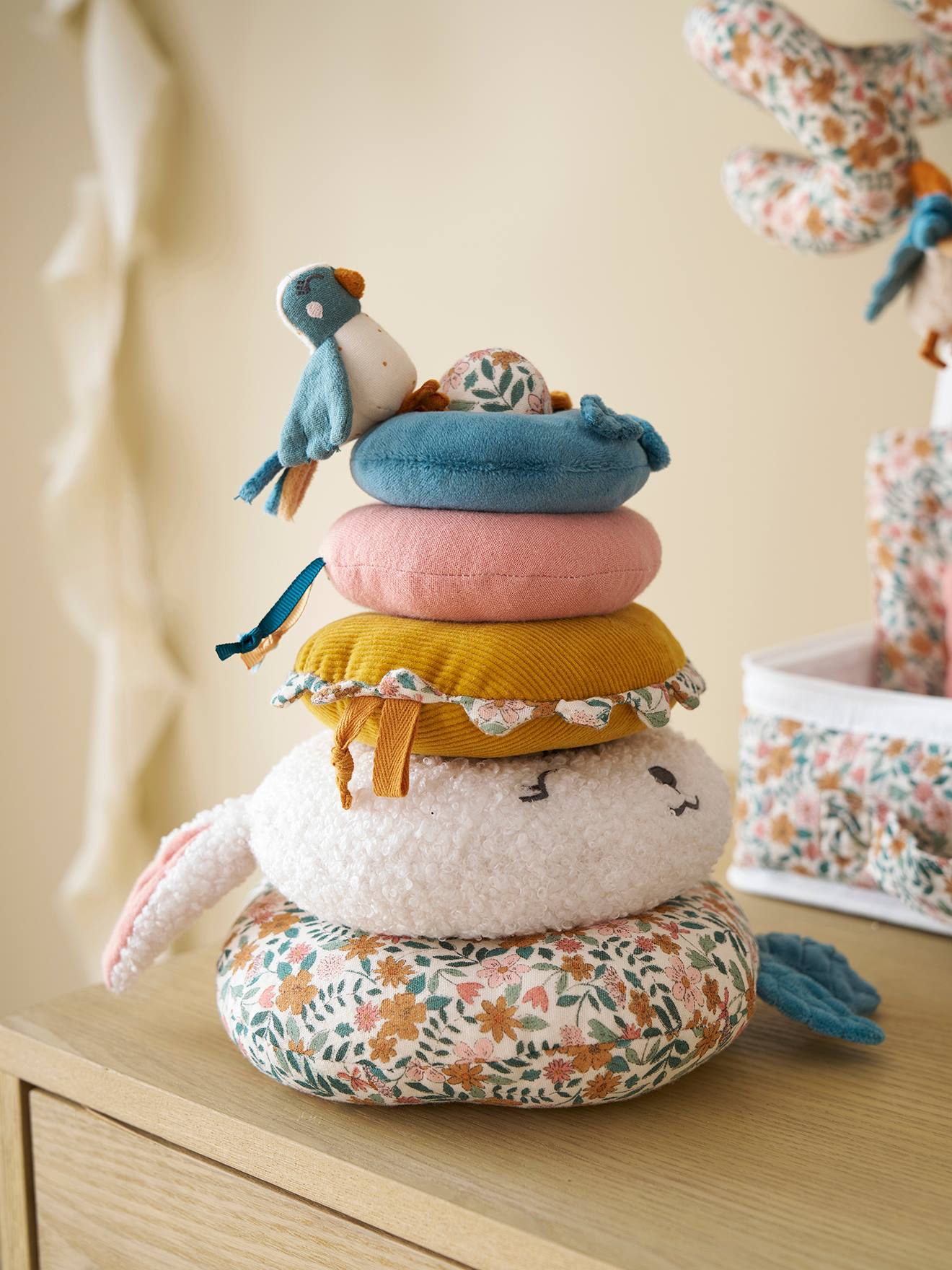 Stapeltoren RETRO FLOWER geel