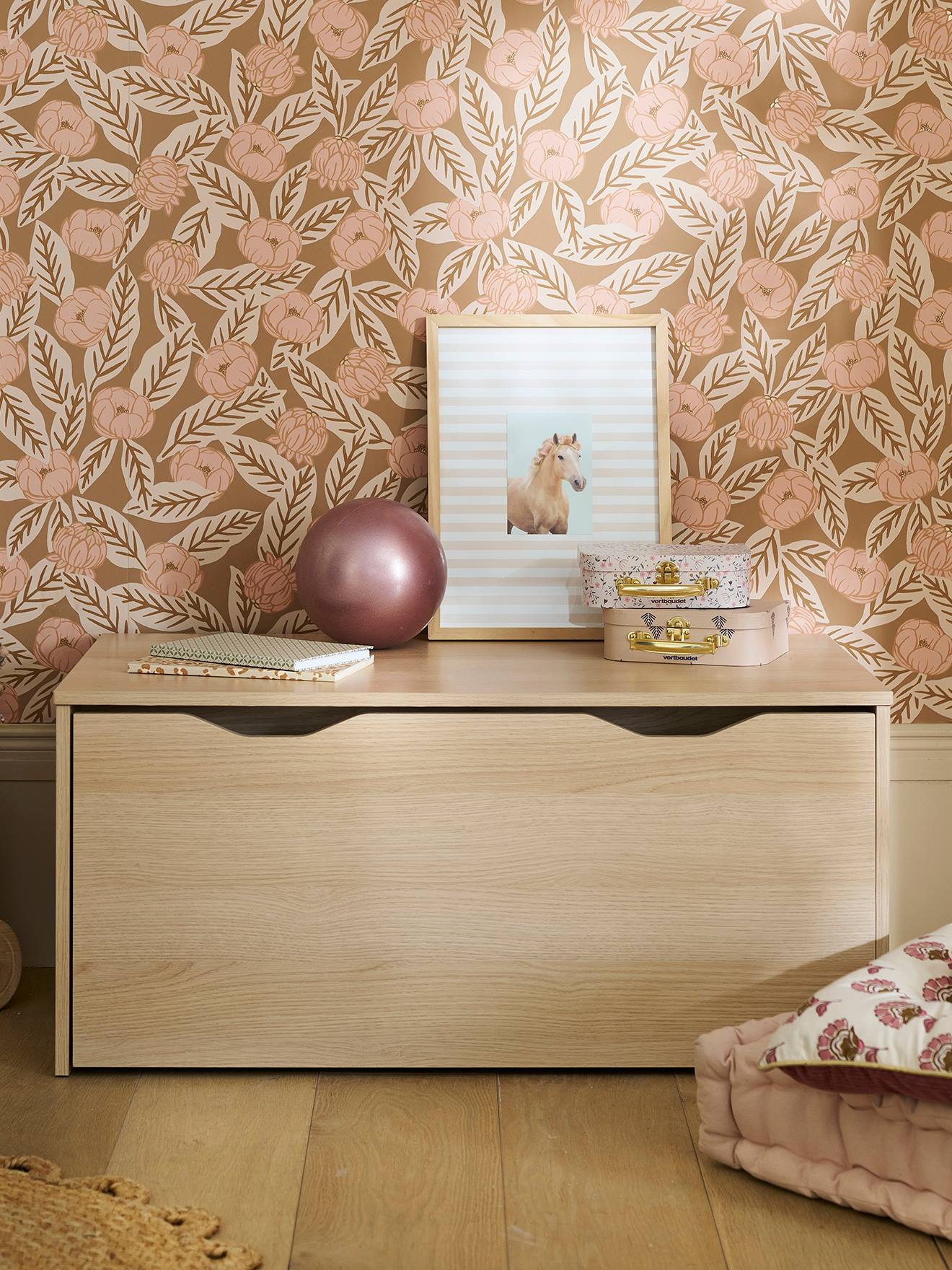 Opbergkoffer/-bank op wieltjes hout