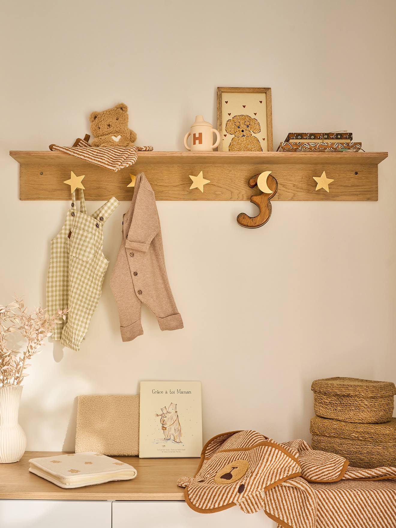 Haken 'maan en sterren' hout