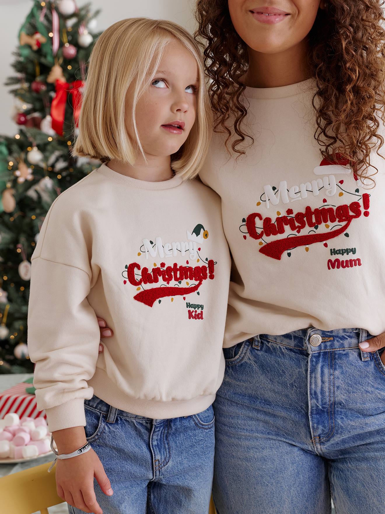Kinder sweater kerst familie capsule vanille