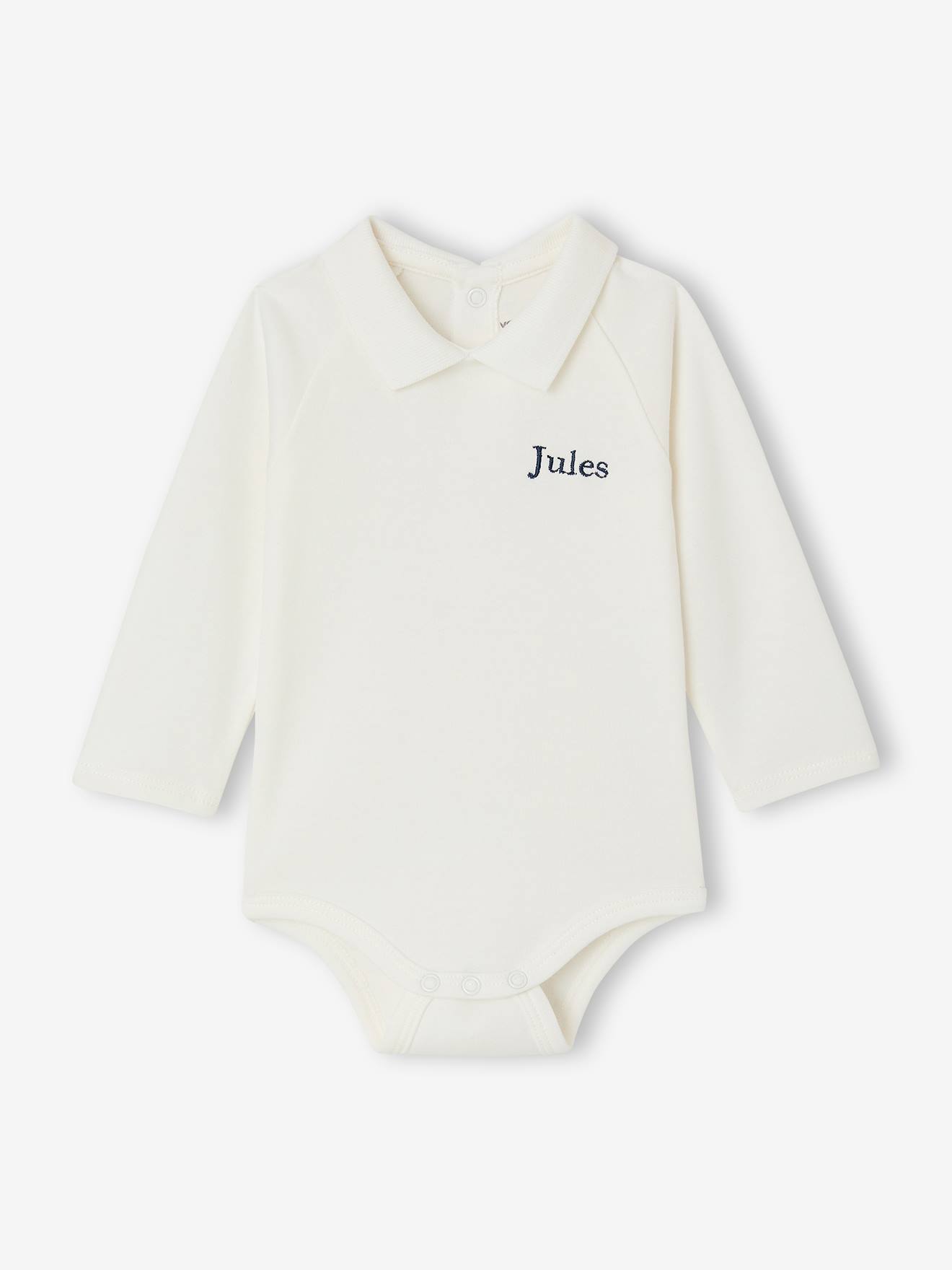 Baby body voor jongens van biologisch katoen ecru