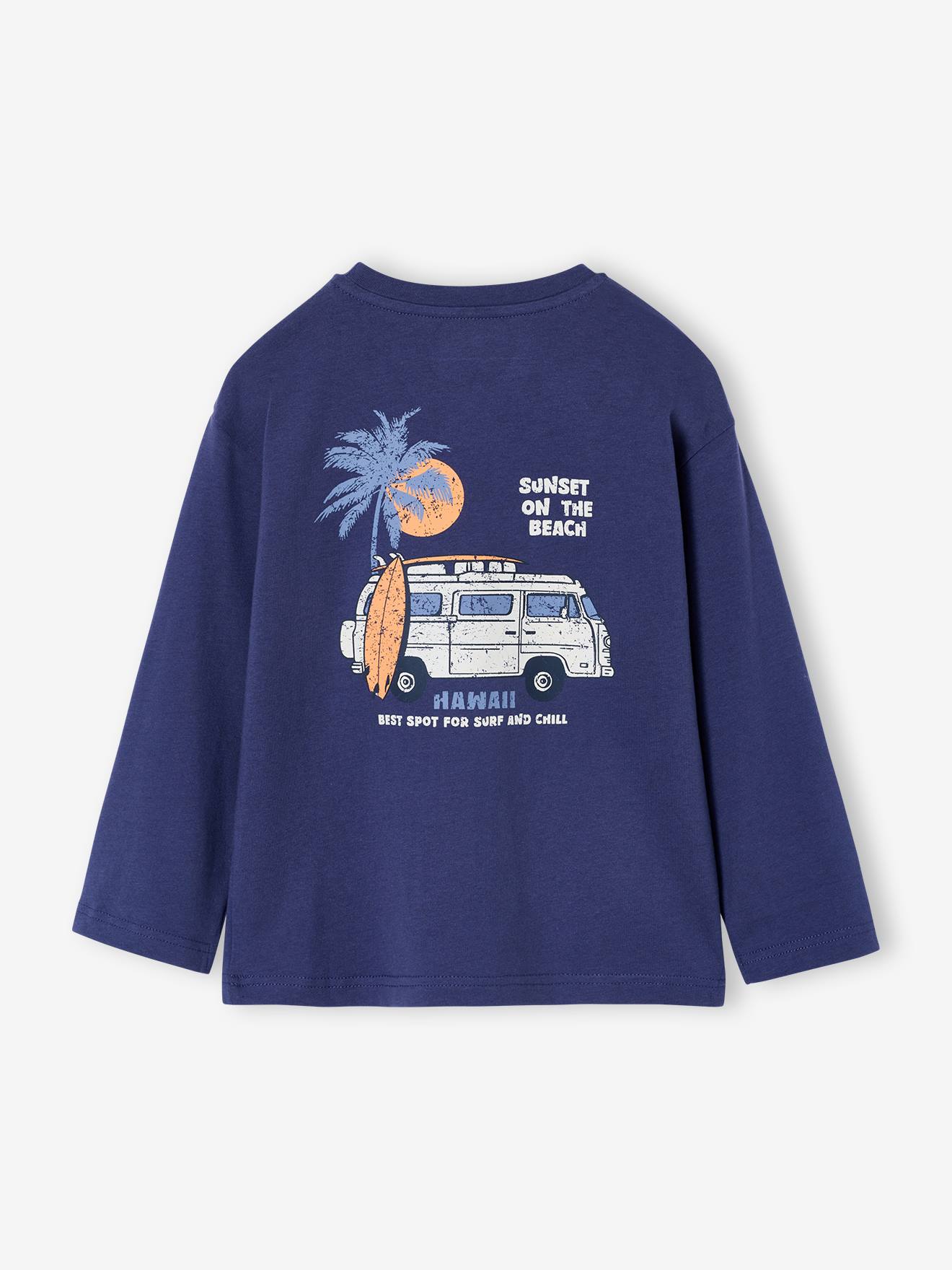 T-shirt met lange mouwen voor jongens leiblauw