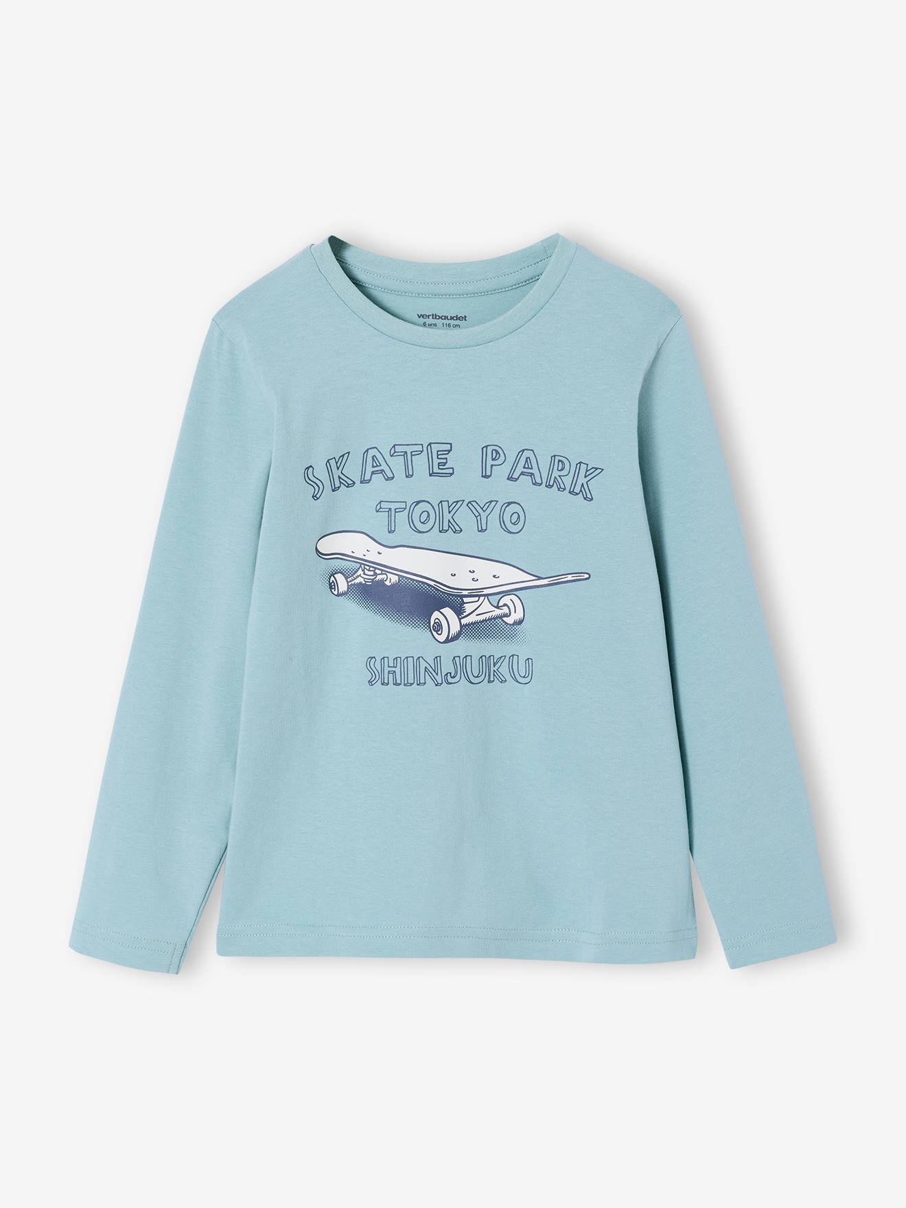 T-shirt voor jongens met print grijsblauw